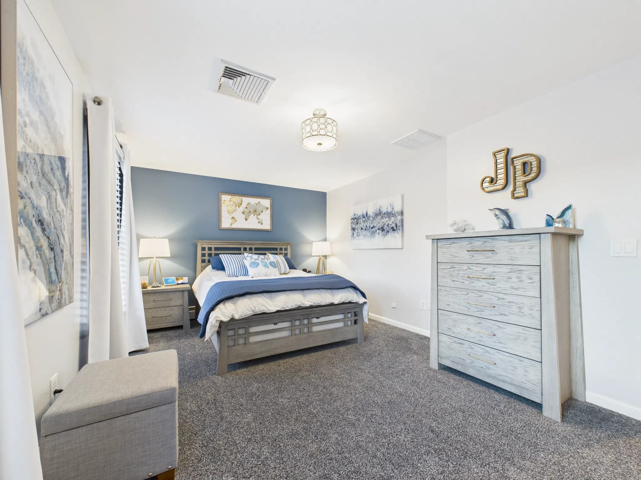 Bedroom listing photography sample with bright natural light