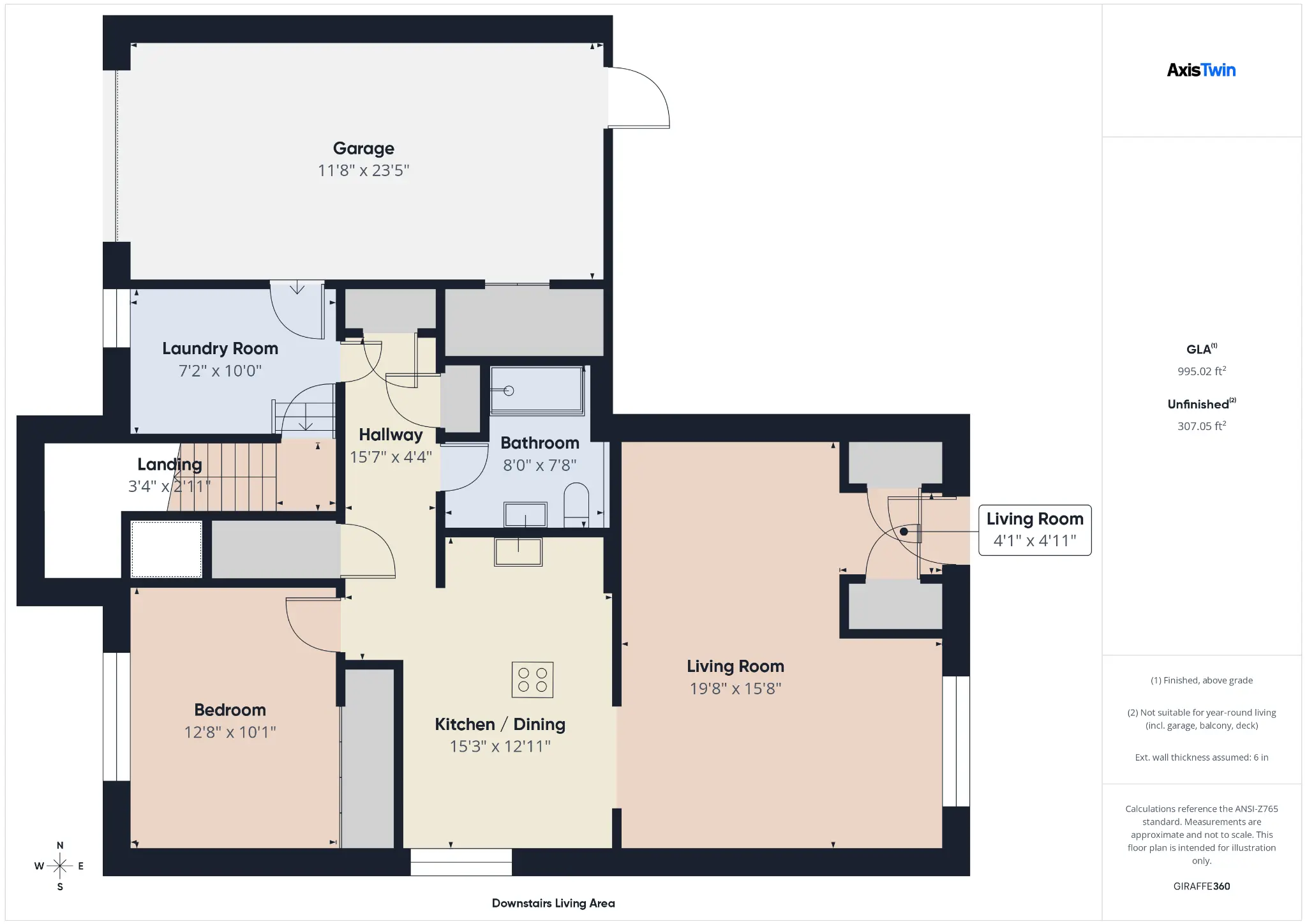 Downstairs living area floor plan sample from AxisTwin